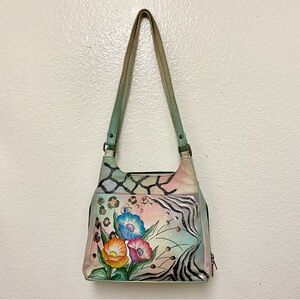 💛SOLD💛 Anuschka Women’s Floral Shoulder Bag Animal Print Purse